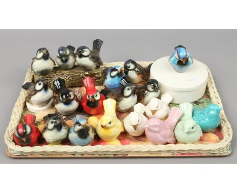 Eighteen Goebel models of birds one formed as a lidded dish.