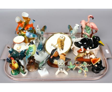 A collection of early Goebel bird models, other continental models and three Goebel plaques etc.