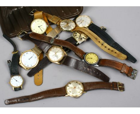 A collection of nine gentlemans wristwatches to include manual wind examples.