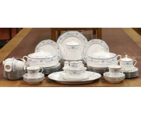 A Noritake six place tea and dinner service decorated in the Blue Hill pattern, approximately 50 pieces.