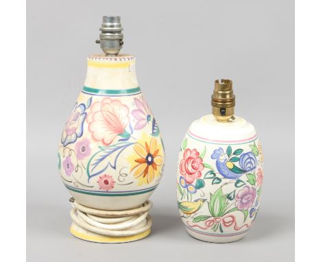 Two Poole pottery tablelamp bases. One c1920s with an impressed factory mark.