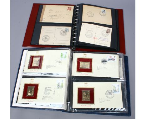 Two albums of first day covers to include 22ct golden replicas of British stamps and German examples.