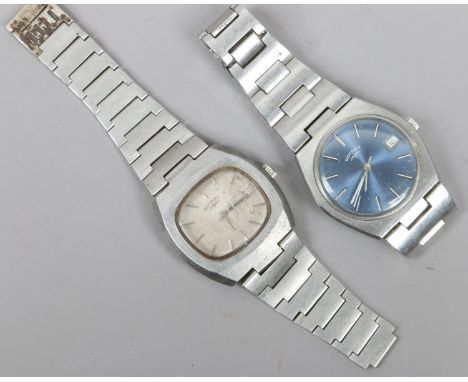 Two gentlemans vintage stainless steel Rotary manual bracelet watches. 