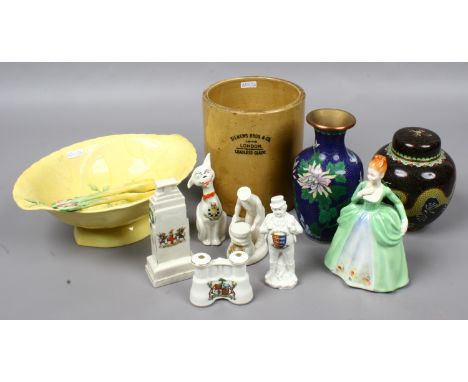 A collection of ceramics etc including crested wares, Carltonware and a cloisonne ginger jar.