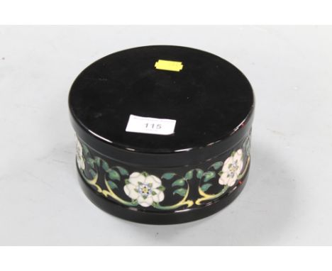 A LARGE MOORCROFT ART DECO TRINKET BOX (BLACK) LIMITED EDITION 27/30