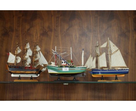 THREE MODEL SHIPS