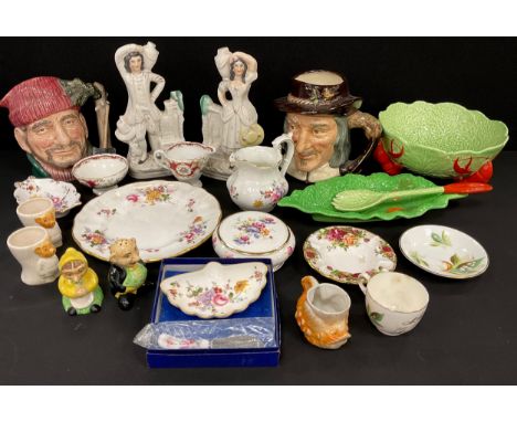 Staffordshire flat-backs, Crown Devon lobster salad dish and ladle, Royal Crown Derby Derby Posie, Royal Albert; etc