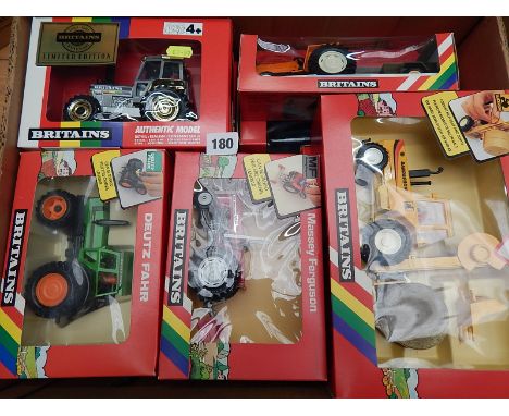 11 BRITAINS BOXED TRACTORS INC CENTENARY TRACTOR 5892, DEUTZ, MF ETC