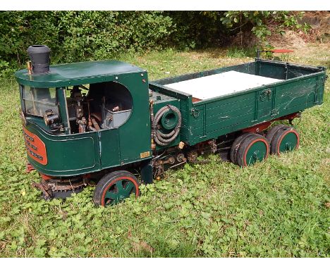 LIVE STEAM GARRETT STEAM LORRY TWIN REAR AXLE. BOILER TICKET EXPIRED, MUST BE TESTED BEFORE USE