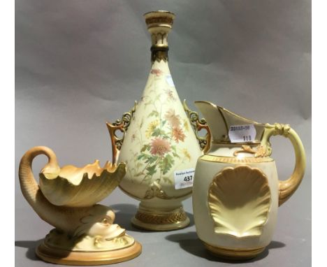 Three pieces of Royal Worcester blush ivory porcelain 