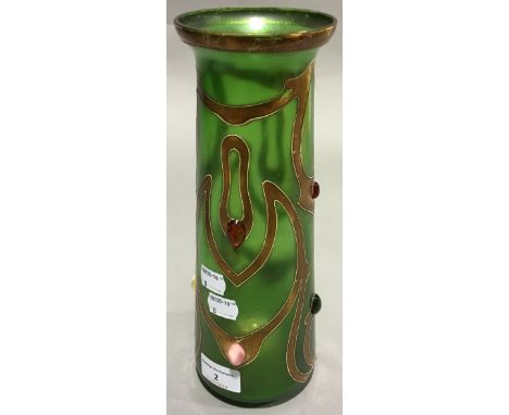 A Continental Moser type coloured glass Art Nouveau vase