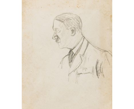 GERMAN SCHOOL (20th century)Portrait of Adolf Hitler (1889-1945) AustrianPencil on envelope with RMP watermarkIndistinctly si