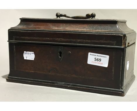 A Georgian burrwood tea caddy