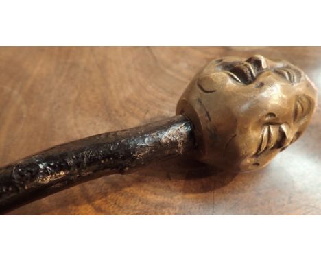 Four faced brass Buddha head walking stick L: 91 cm