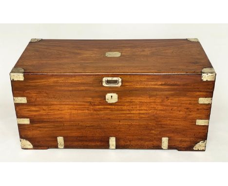 CHINESE EXPORT TRUNK, 19th century camphorwood and brass bound with rising lid and carrying handles, 104cm W x 52cm D x 48cm 