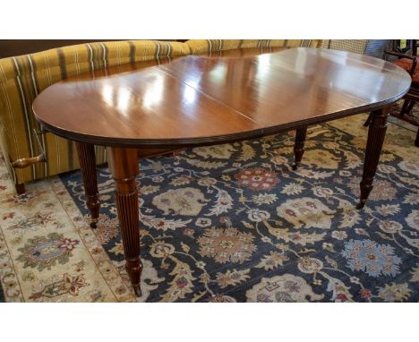 DINING TABLE, 74cm H x 106cm x 127cm L, 176cm extended, 19th century mahogany, with oval top, extra leaf, winder and ceramic 