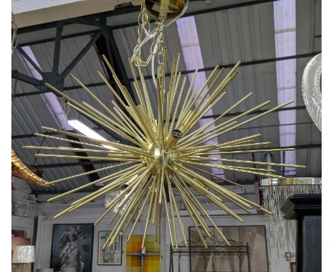 CHANDELIER, 1970's Italian style, gilt metal, nine branch, 65cm diam. 