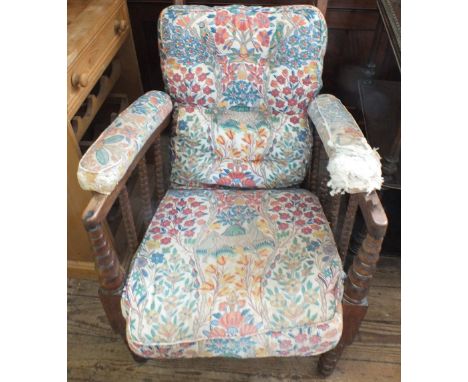 A Mahogany bobbin turned ladder back adjustable armchair