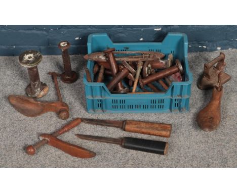 A small quantity of vintage hand tools. Including Moulson Brothers Mortise chisel, etc.  