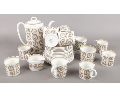 A quantity of Susie Cooper teawares in the Venetia pattern. Including Teapot, sugar bowl, milk jug, cups, etc.  