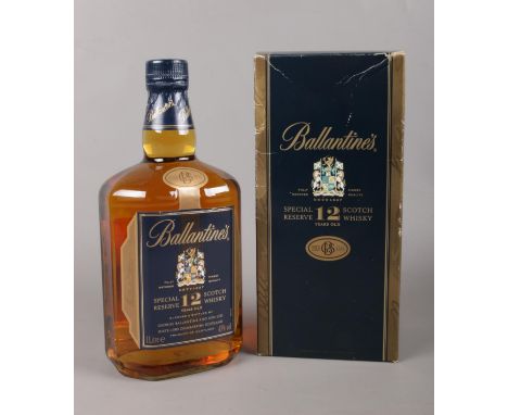 A boxed bottle of 12 year old Ballantine's Special Reserve Scotch Whisky. 1 Litre, 43% vol.  