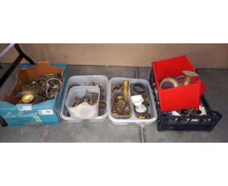 A quantity of boxes of workshop brass etc including lighting parts COLLECT ONLY