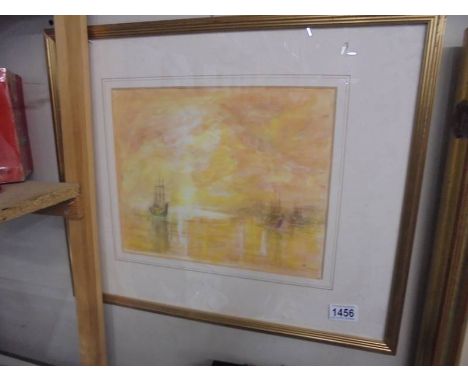 A framed and glazed watercolour seascape, COLLECT ONLY.