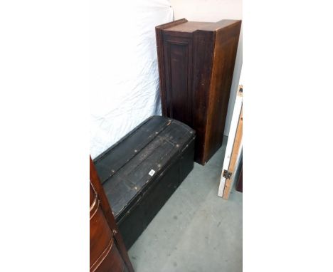 A 19th/20th century dome top steamer trunk &amp; a home made oak box