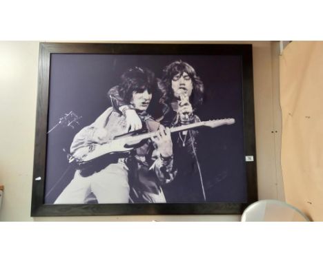A large framed print of Mick Jagger and Bill Wyman 110cm x 87cm COLLECT ONLY