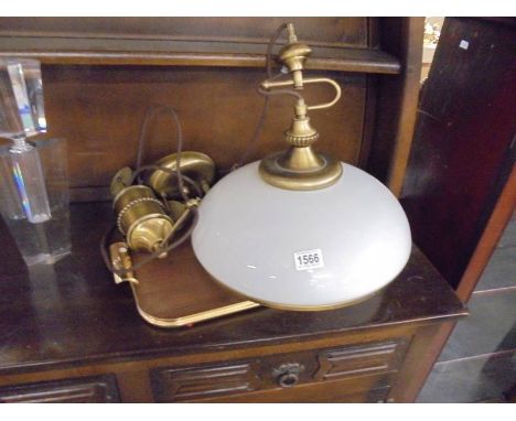 A large metal and glass ceiling light, COLLECT ONLY.