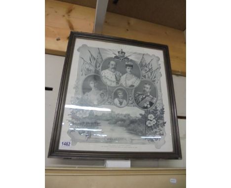 A framed and glazed portrait print of King Edward VII and Queen Alexandra, COLLECT ONLY.