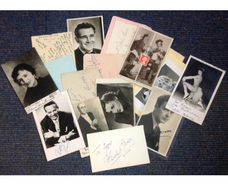 Vintage TV Film Music hall collection of 6 x 4 inch photos and autograph album pages. 16 items inc Beverley Sisters, Harry La