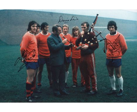 Autographed Man United 12 X 8 Photo - Col, Depicting United's 'Scottish Contingent' Consisting Of Manager Tommy Docherty And 