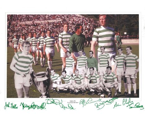 Celtic 1967 Lisbon Lions 12x16 Montage Photo Signed By 8 Inc. John Fallon, Tommy Gemmill, John Clark, Jim Craig, Stevie Chalm