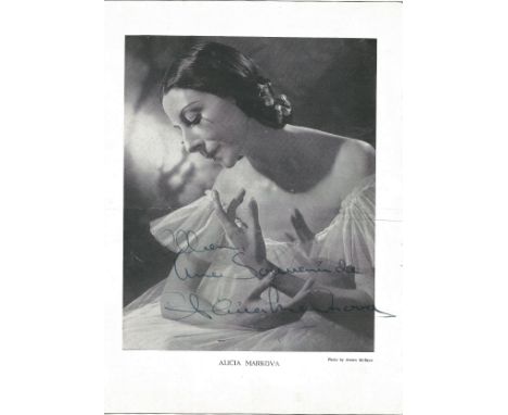 Alicia Markova signed Festival Ballet Glasgow Alhambra vintage programme signature inside photo page. Good condition. All aut