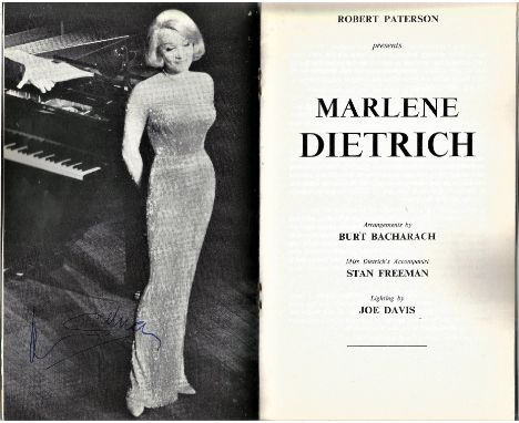 Marlene Dietrich signed Queens Theatre vintage programme signed inside on black and white programme. Good condition. All auto