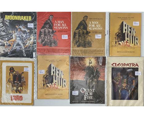 Good selection of film memorabilia to inc film books, promo books and press info inc for James Bond Moonraker, Ben Hur, Roma,