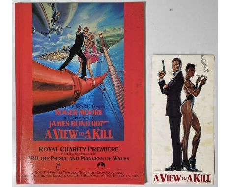 A programme booklet and ticket (10x21.5cm) for the 'Royal Premiere' of James Bond in 'A View To A Kill' (1985).