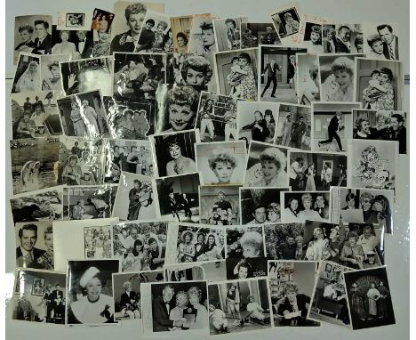Approx 70 variously sized (most c 8x10") black and white press photographs depicting Lucille Ball, many vintage prints with p
