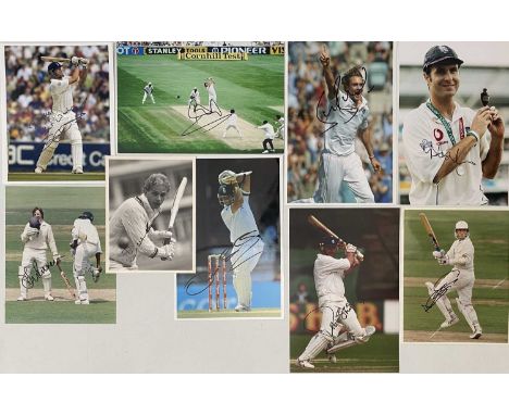 Approx 43 assorted mostly 8x12" colour photographs, signed by cricketing stars inc Ian Botham, Michael Vaughan, Stuart Broad,