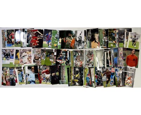 Approx 300+ professionally taken, well-printed photographs of footballers. All contemporary prints. Most c 8x12". To inc Manc