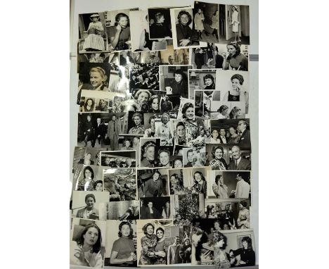 Approx 64 variously sized (most c 8x10") black and white press photographs depicting Ingrid Bergman, many vintage prints with