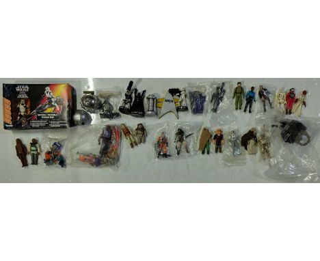 Approx 28 various Star Wars figurines and collectables to inc original Kenner figures,, Kenner Imperial Speeder Bike in box, 