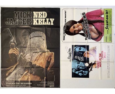 Three vintage film posters to inc: large French poster for 'Ned Kelly' (1970, folded, approx 46 x 60"), folded US one-sheets 