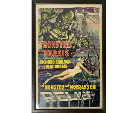 An original Belgian issued film poster for 'Le Monstre Des Marais' (Creature From The Black Lagoon, 1954). Framed and glazed.