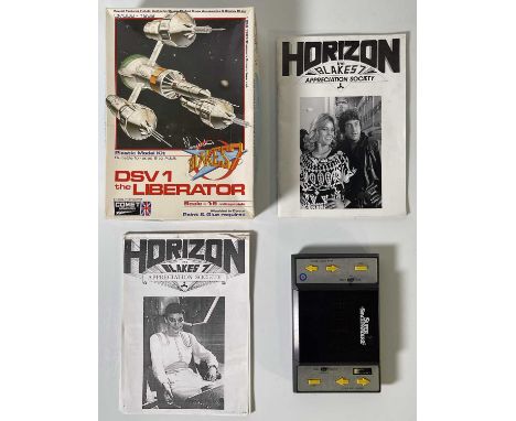 A 1989 'Blakes 7' DSV1 'The Liberator' model kit, two B7 zined, 'Super Space Invader2' console, appears in working order.