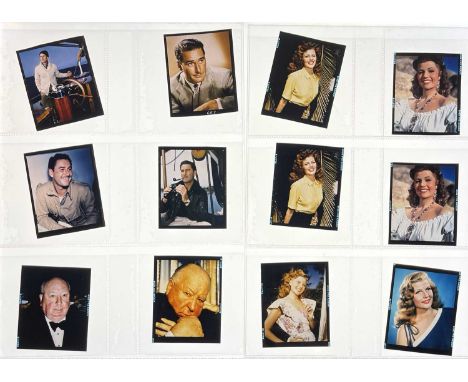 Approx 59 colour transparencies (most approx 6x7.5cm) depicting c 1950s film stars and celebrities inc Walt Disney, Jane Fond