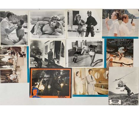 James Bond memorabilia to inc: German lobby card pair for 'The Spy Who Loved Me' (11.5 x 8.5"), US lobby cards for 'The Man W