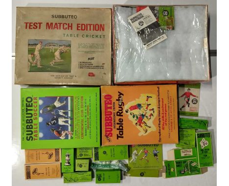 Subbuteo collection to inc: World Cup Edition box (no lid but contents complete), Table Rugby set (contents not checked), 'Co