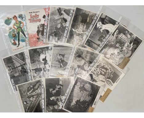 8x10" film stills for Disney titles to inc: Peter Pan (7, with Disney stamps), Lady and the Tramp (3), Mary Poppins (10), Fan